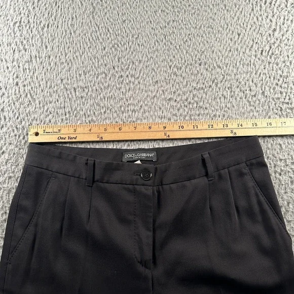 Dolce & Gabbana Dress Pants Womens 42 EU Black Virgin Wool Stretch Pleated - Picture 7 of 13